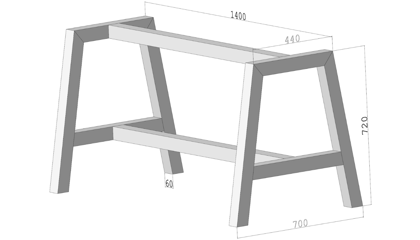 Stelaż do stołu loftowego A-FRAME 720 – metalowy stelaż do stołu loft