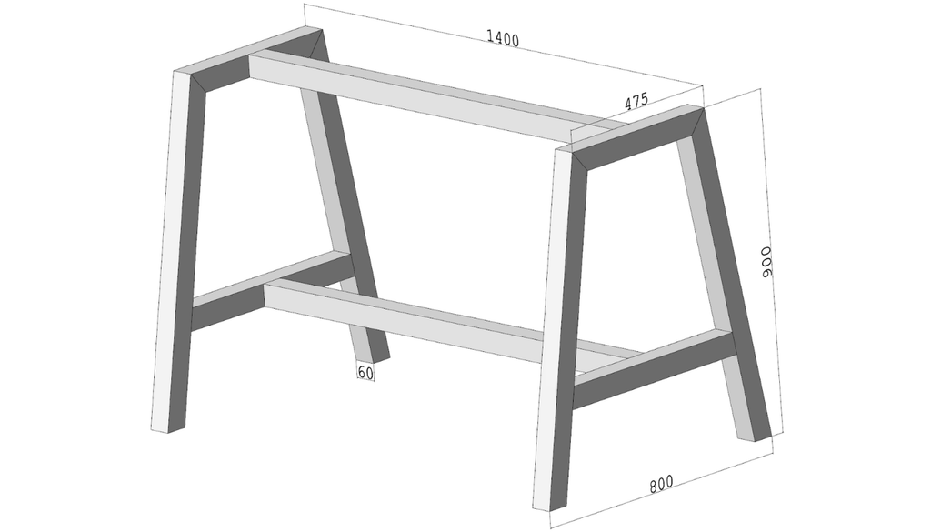 Stelaż do stołu loftowego A-FRAME 900 – metalowy stelaż do stołu loft