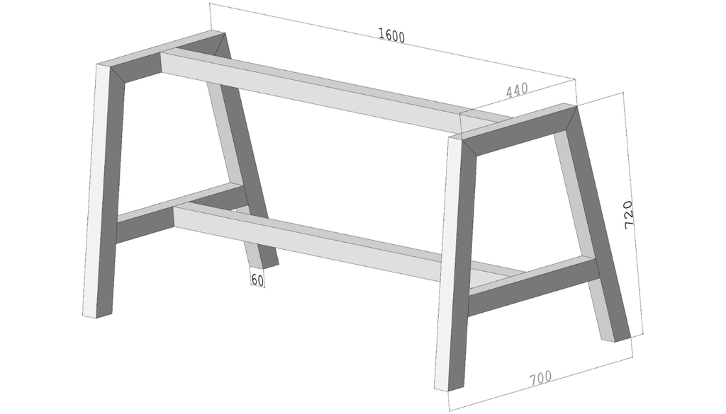 Stelaż do stołu loftowego A-FRAME 720 – metalowy stelaż do stołu loft