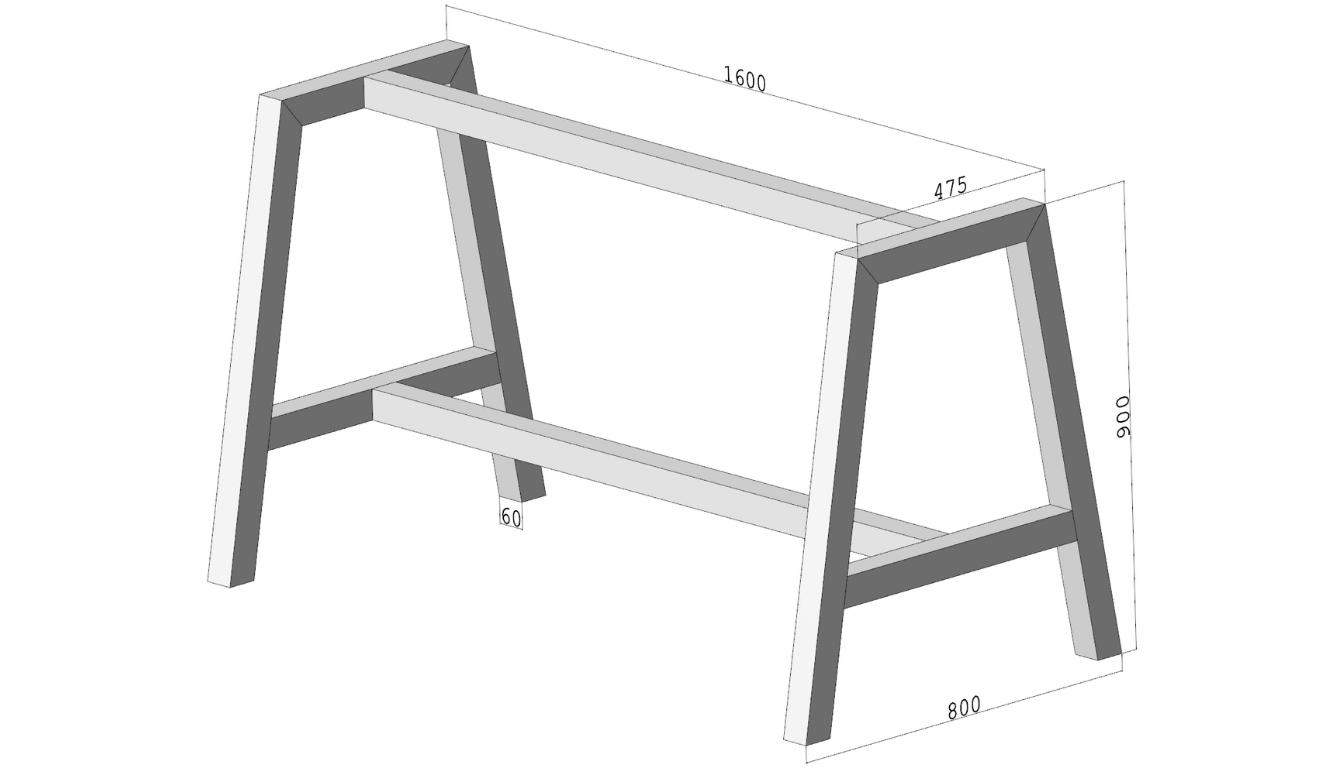 Stelaż do stołu loftowego A-FRAME 900 – metalowy stelaż do stołu loft