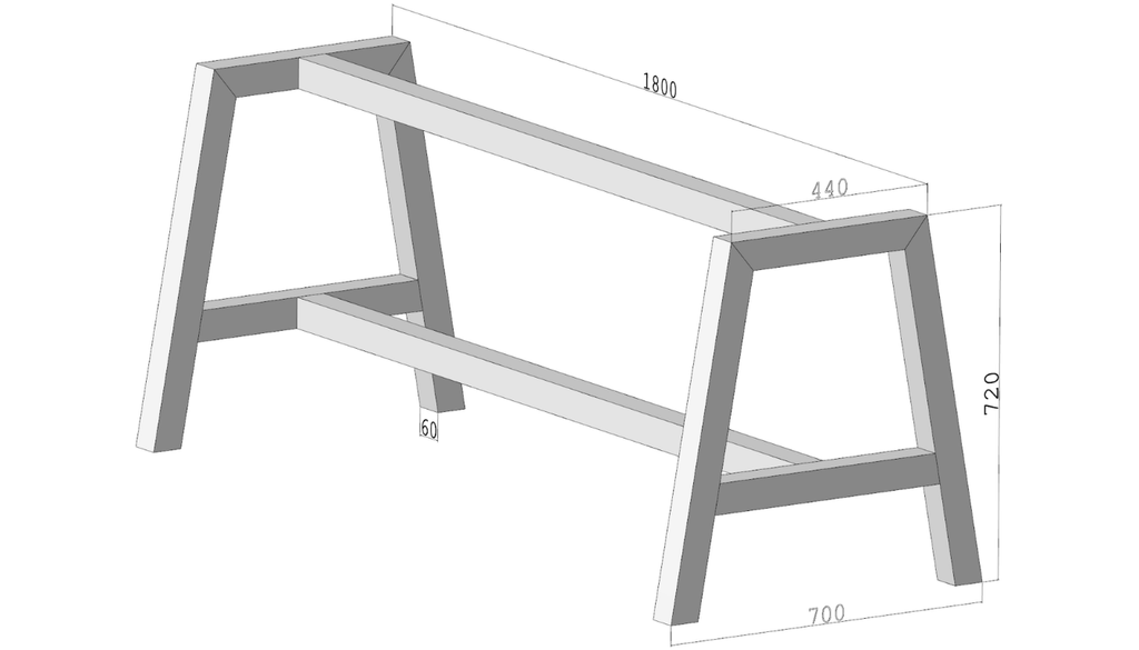 Stelaż do stołu loftowego A-FRAME 720 – metalowy stelaż do stołu loft