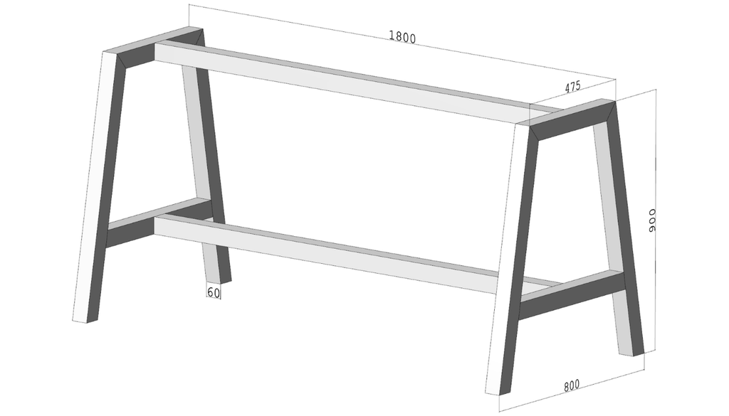 Stelaż do stołu loftowego A-FRAME 900 – metalowy stelaż do stołu loft