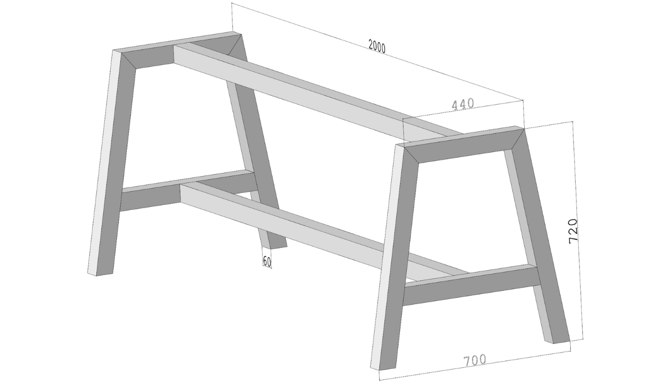 Stelaż do stołu loftowego A-FRAME 720 – metalowy stelaż do stołu loft