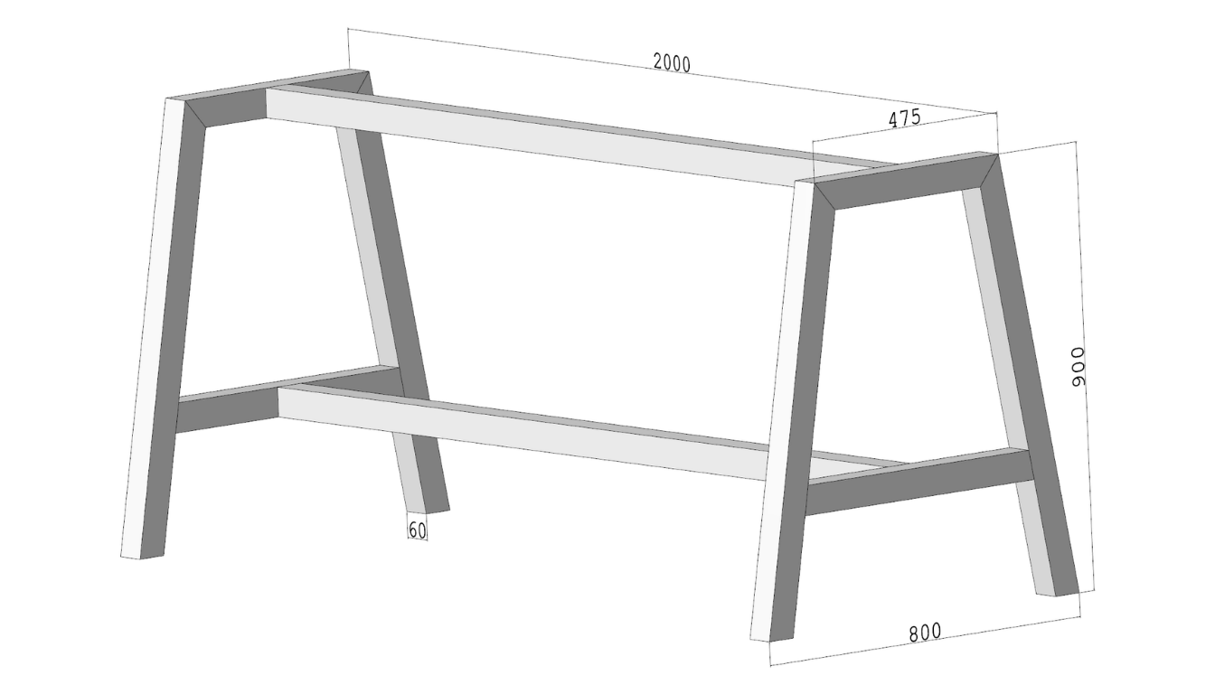 Stelaż do stołu loftowego A-FRAME 900 – metalowy stelaż do stołu loft