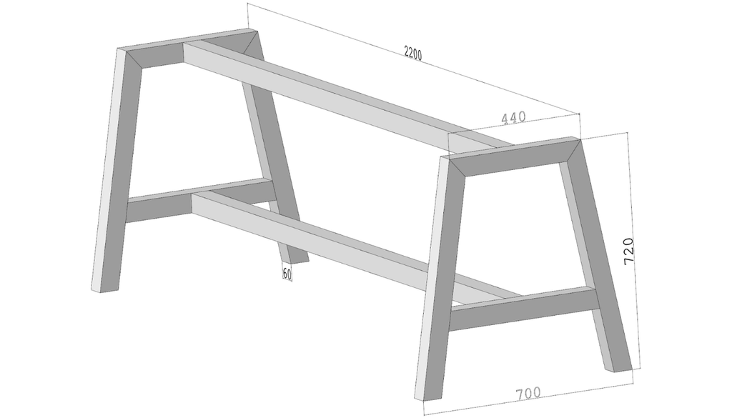 Stelaż do stołu loftowego A-FRAME 720 – metalowy stelaż do stołu loft