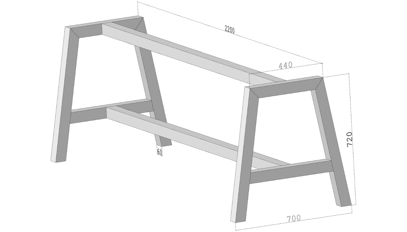 Stelaż do stołu loftowego A-FRAME 720 – metalowy stelaż do stołu loft
