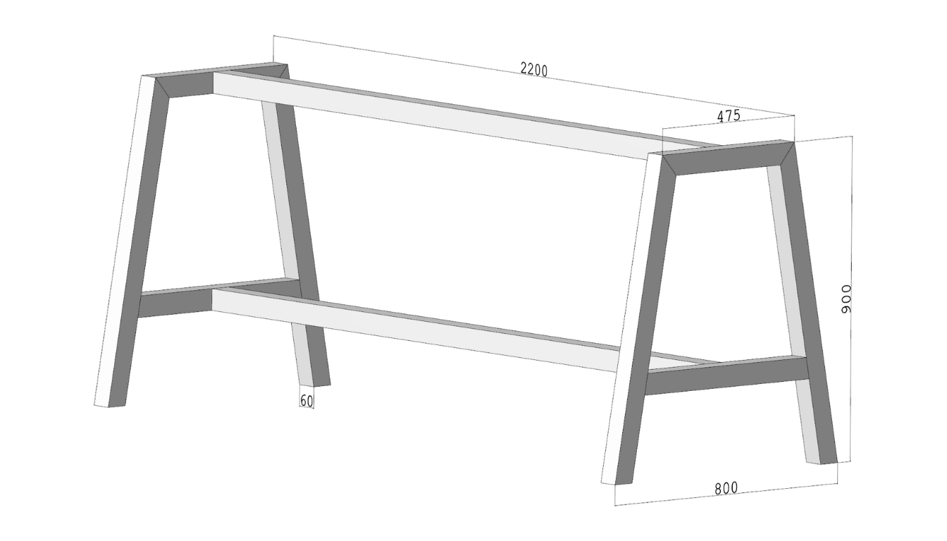 Stelaż do stołu loftowego A-FRAME 900 – metalowy stelaż do stołu loft