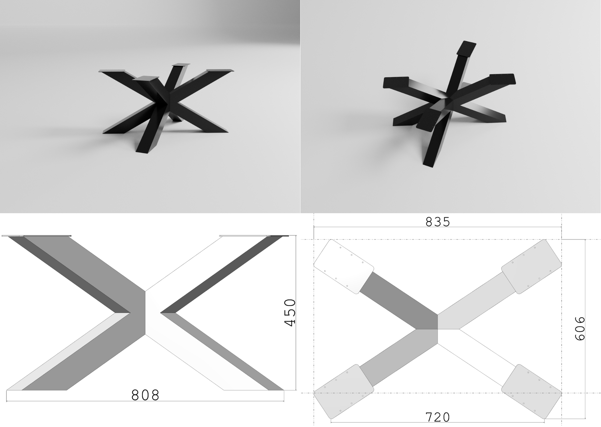 Podstawa do stołu SPIDER 80 – metalowy stelaż do stołu loft