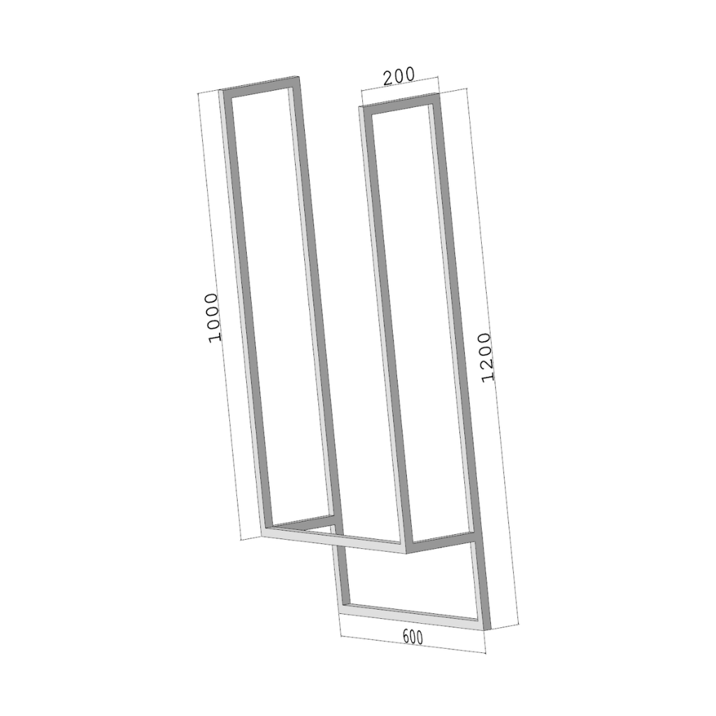 LoftDrop DUO 600 – sufitowy wieszak na ręczniki – STD 250 – metalowy wieszak sufitowy na ręczniki loft