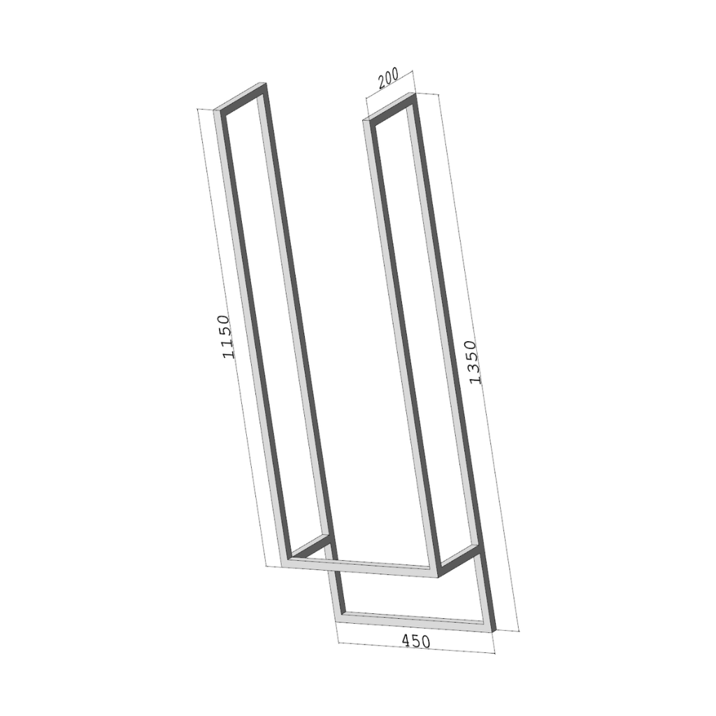 LoftDrop DUO 450 – sufitowy wieszak na ręczniki – MID 260 – metalowy wieszak sufitowy na ręczniki loft