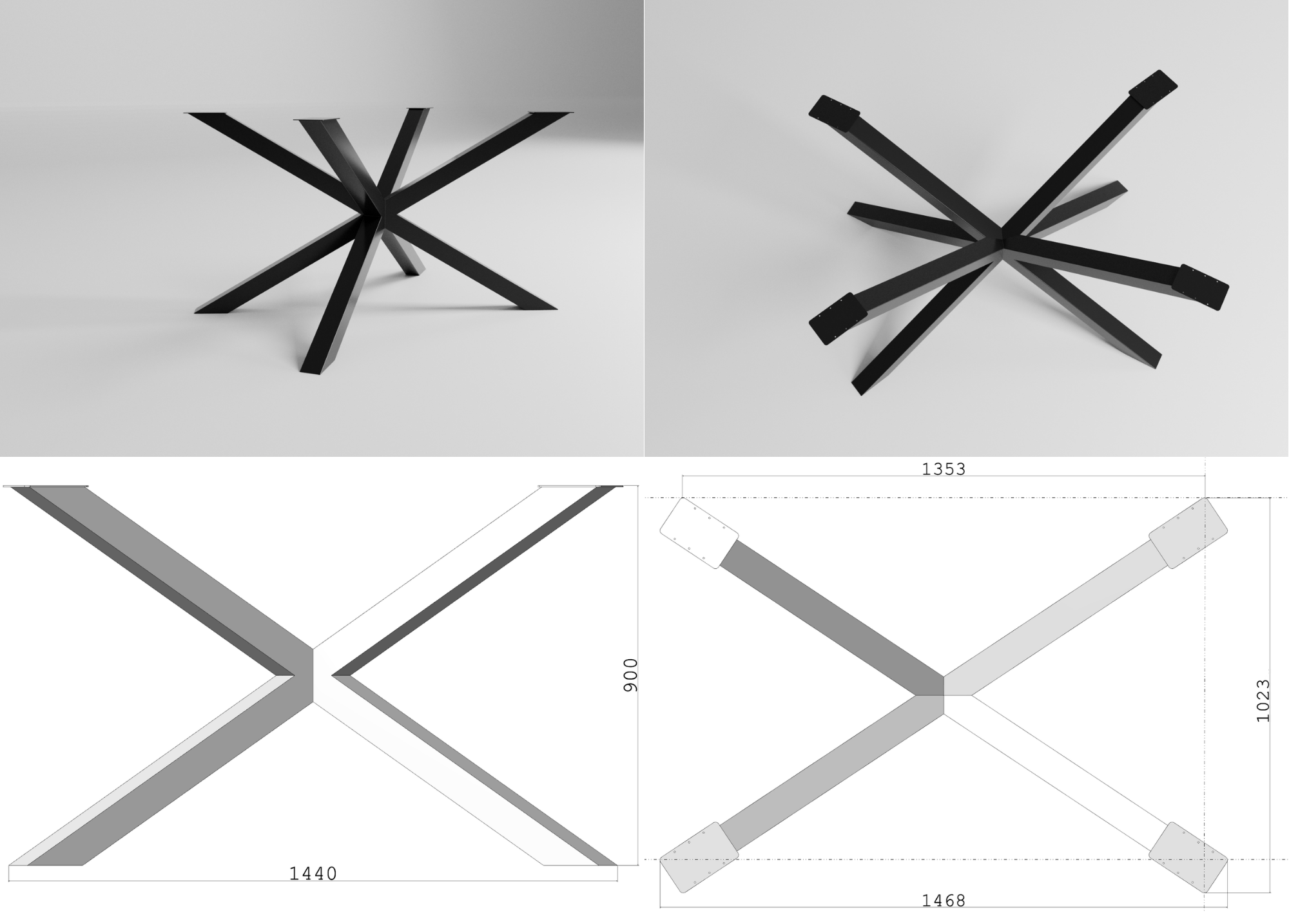 Podstawa do stołu SPIDER 80 – metalowy stelaż do stołu loft