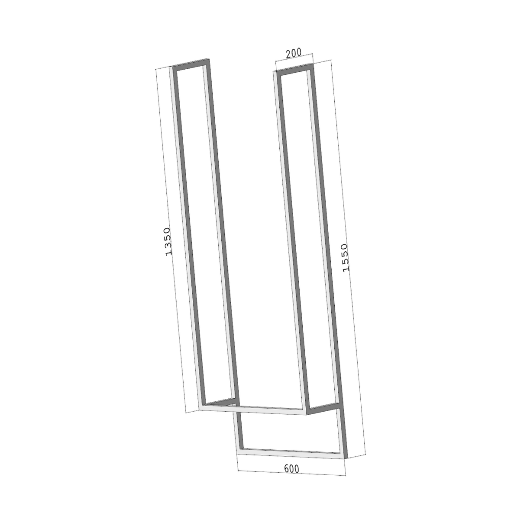 LoftDrop DUO 600 – sufitowy wieszak na ręczniki – HIGH 280 – metalowy wieszak sufitowy na ręczniki loft