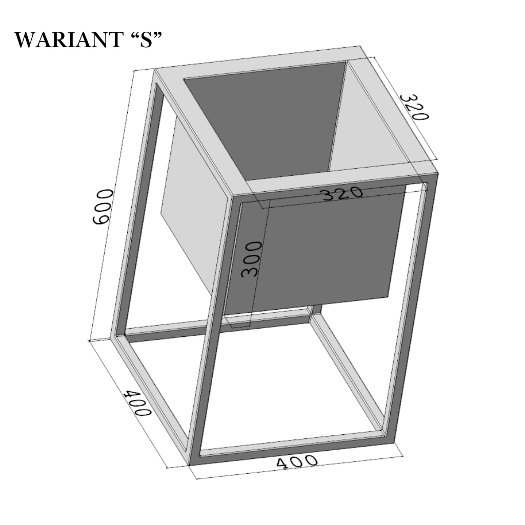 Kwietnik Loft Cube Tall 320 - metalowa donica na stelażu (S / M / L / XL) – metalowy kwietnik loft