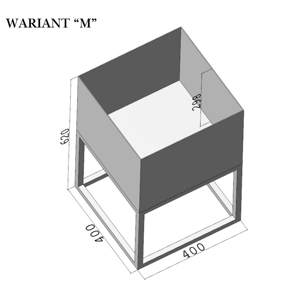 Kwietnik CUBE 40 – metalowy stojak z donicą (S/M/L) – metalowy kwietnik loft
