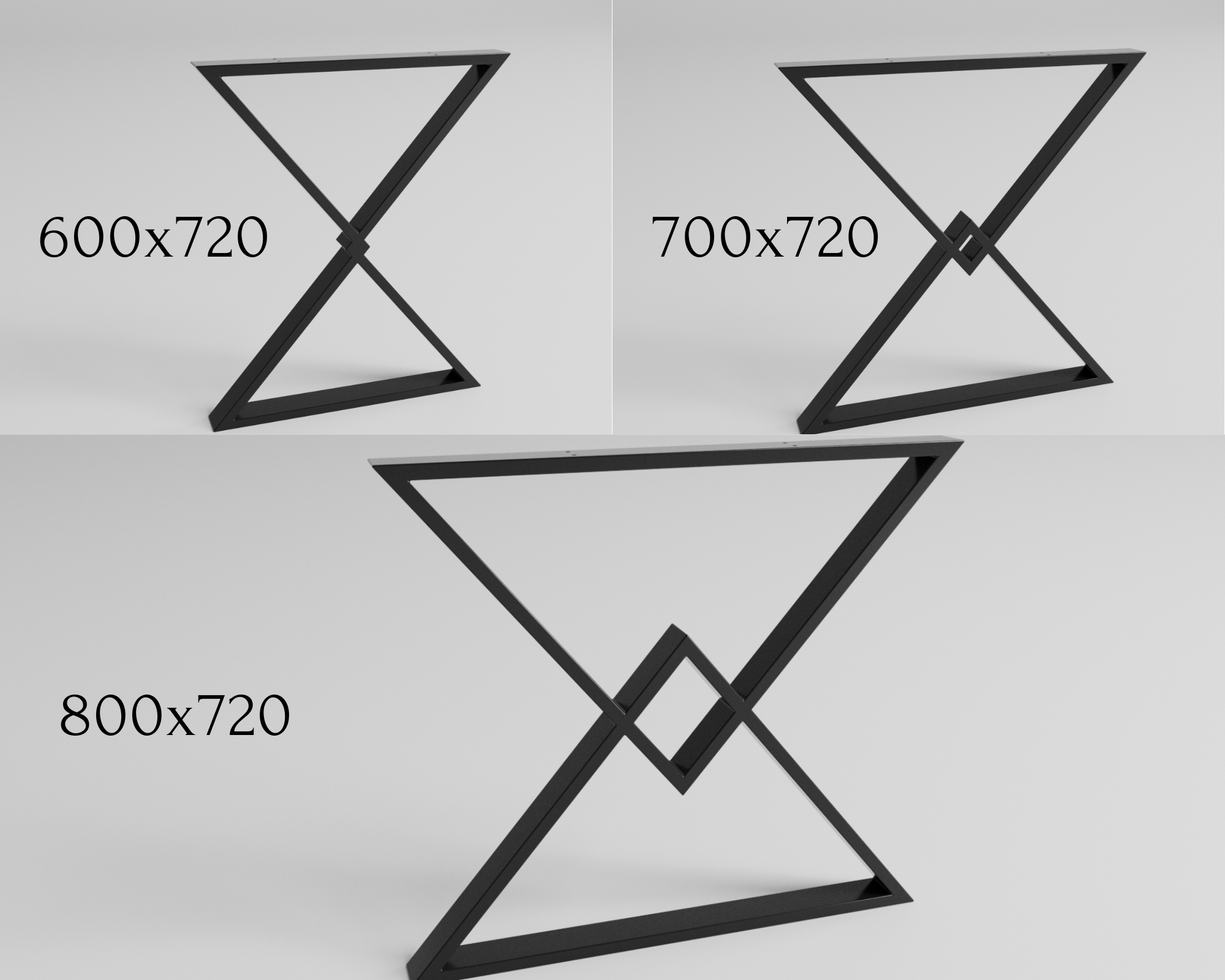 Podstawa do stołu X-Klepsydra 720 – metalowy stelaż do stołu loft