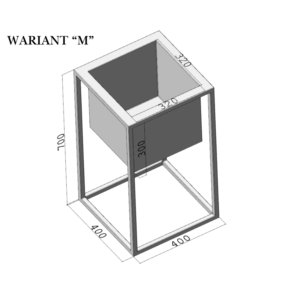 Kwietnik Loft Cube Tall 320 - metalowa donica na stelażu (S / M / L / XL) – metalowy kwietnik loft