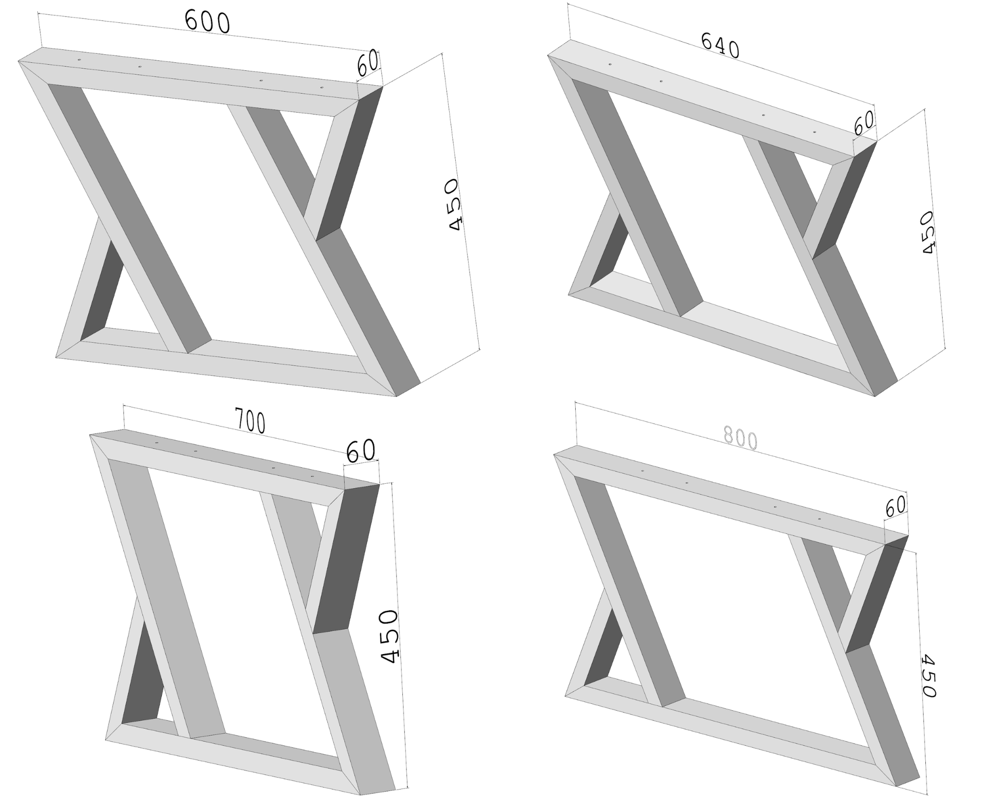Podstawa stołu X-CROSS 720 – metalowy stelaż do stołu loft