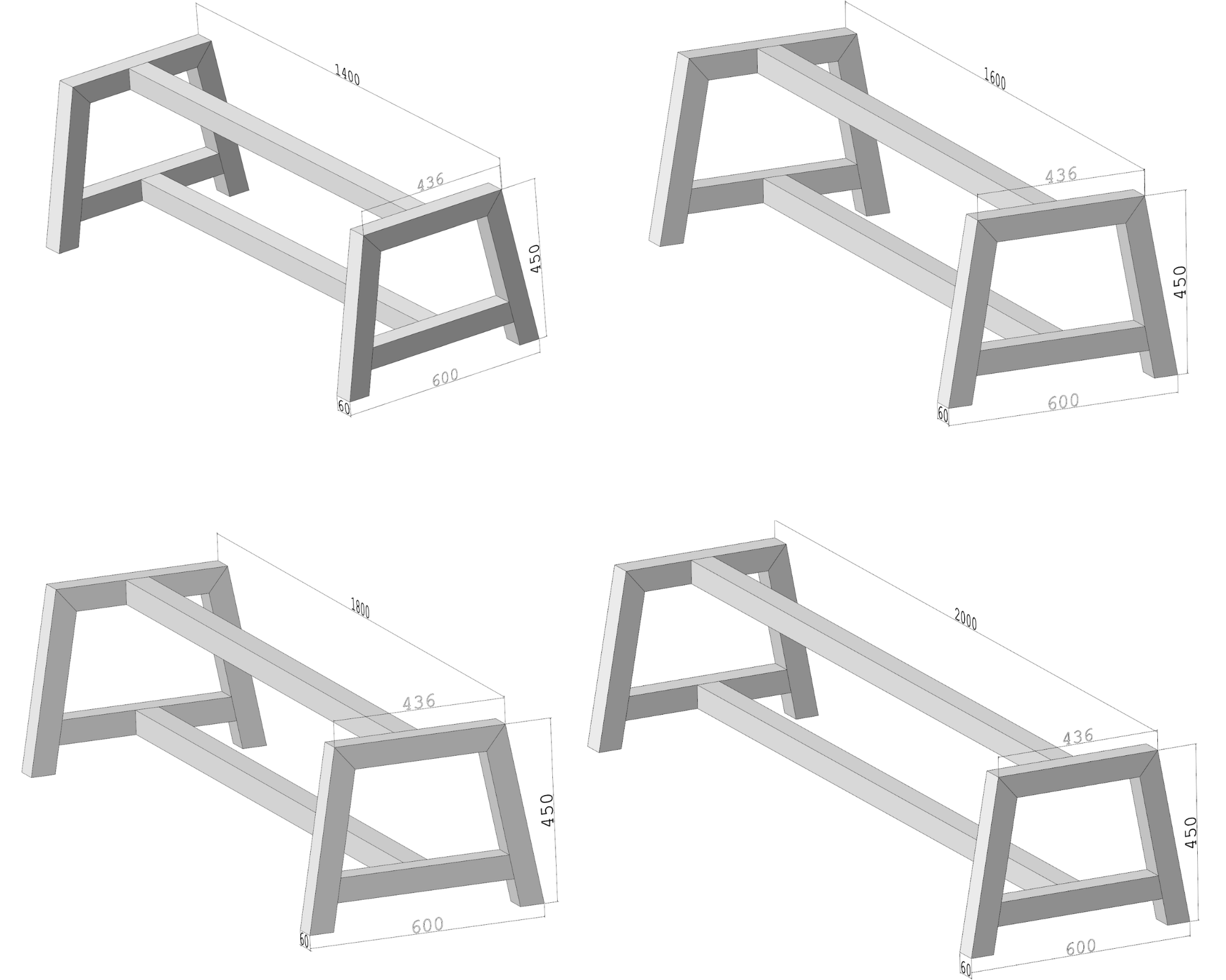 Stelaż do stołu loftowego A-FRAME 450 – metalowy stelaż do stołu loft