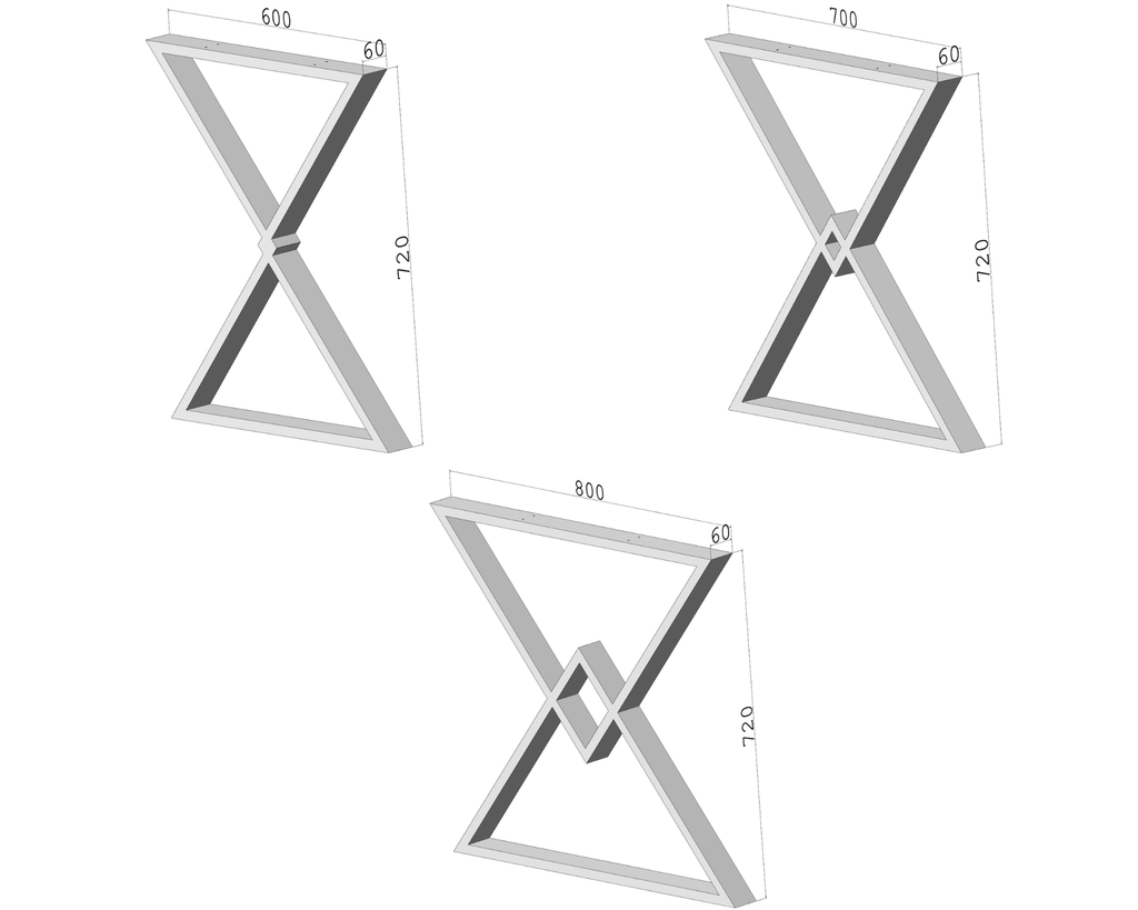 Podstawa do stołu X-Klepsydra 720 – metalowy stelaż do stołu loft