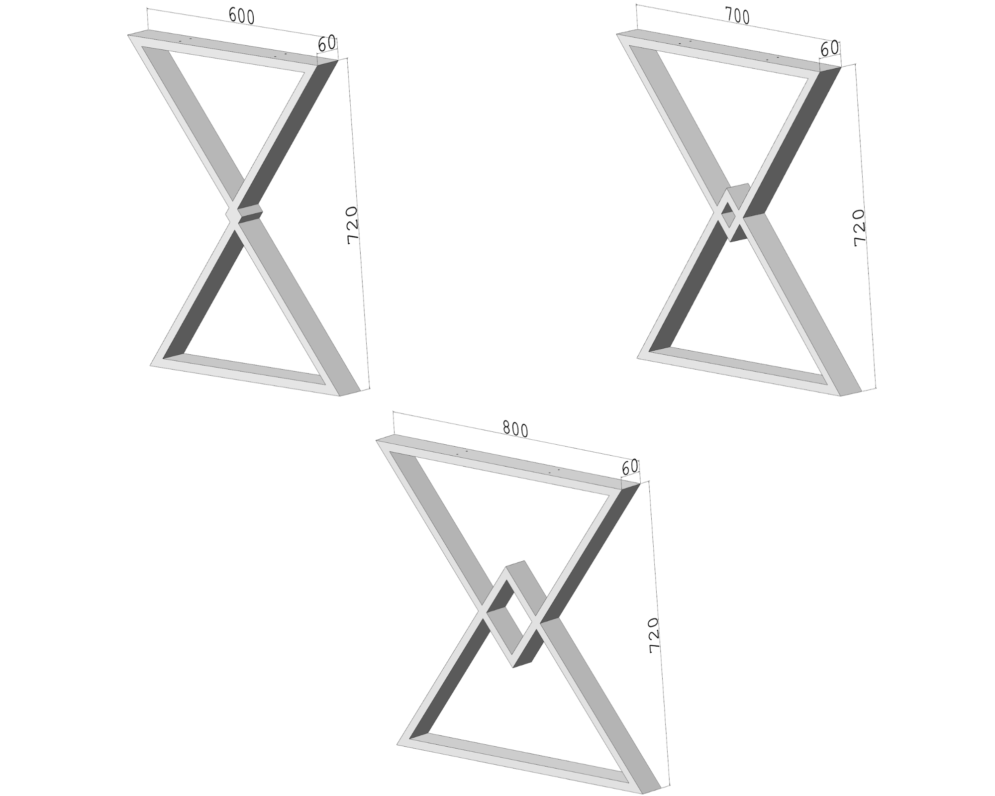 Podstawa do stołu X-Klepsydra 720 – metalowy stelaż do stołu loft