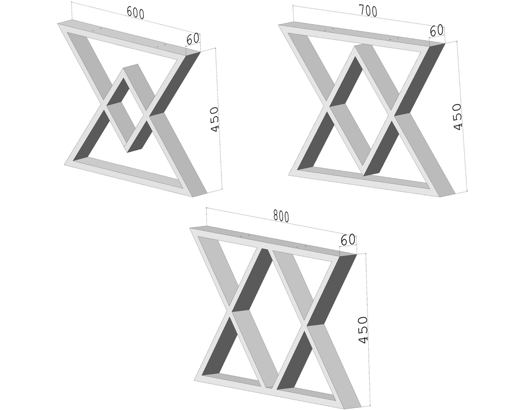 Podstawa do stołu X-Klepsydra 450 – metalowy stelaż do stołu loft