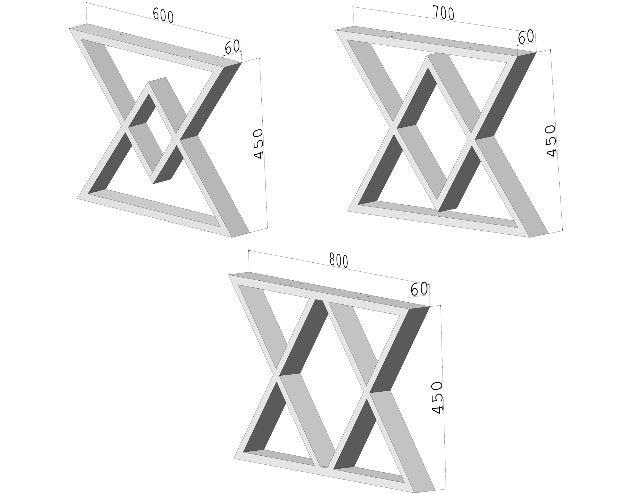 Podstawa do stołu X-Klepsydra 450 – metalowy stelaż do stołu loft