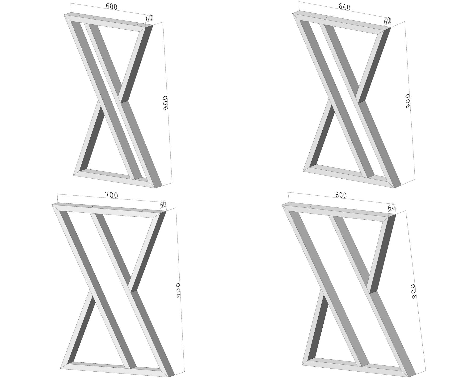 Podstawa stołu X-CROSS 900 – metalowy stelaż do stołu loft