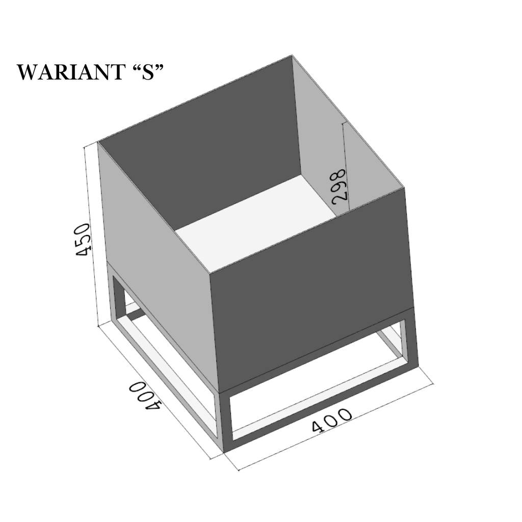Kwietnik CUBE 40 – metalowy stojak z donicą (S/M/L) – metalowy kwietnik loft
