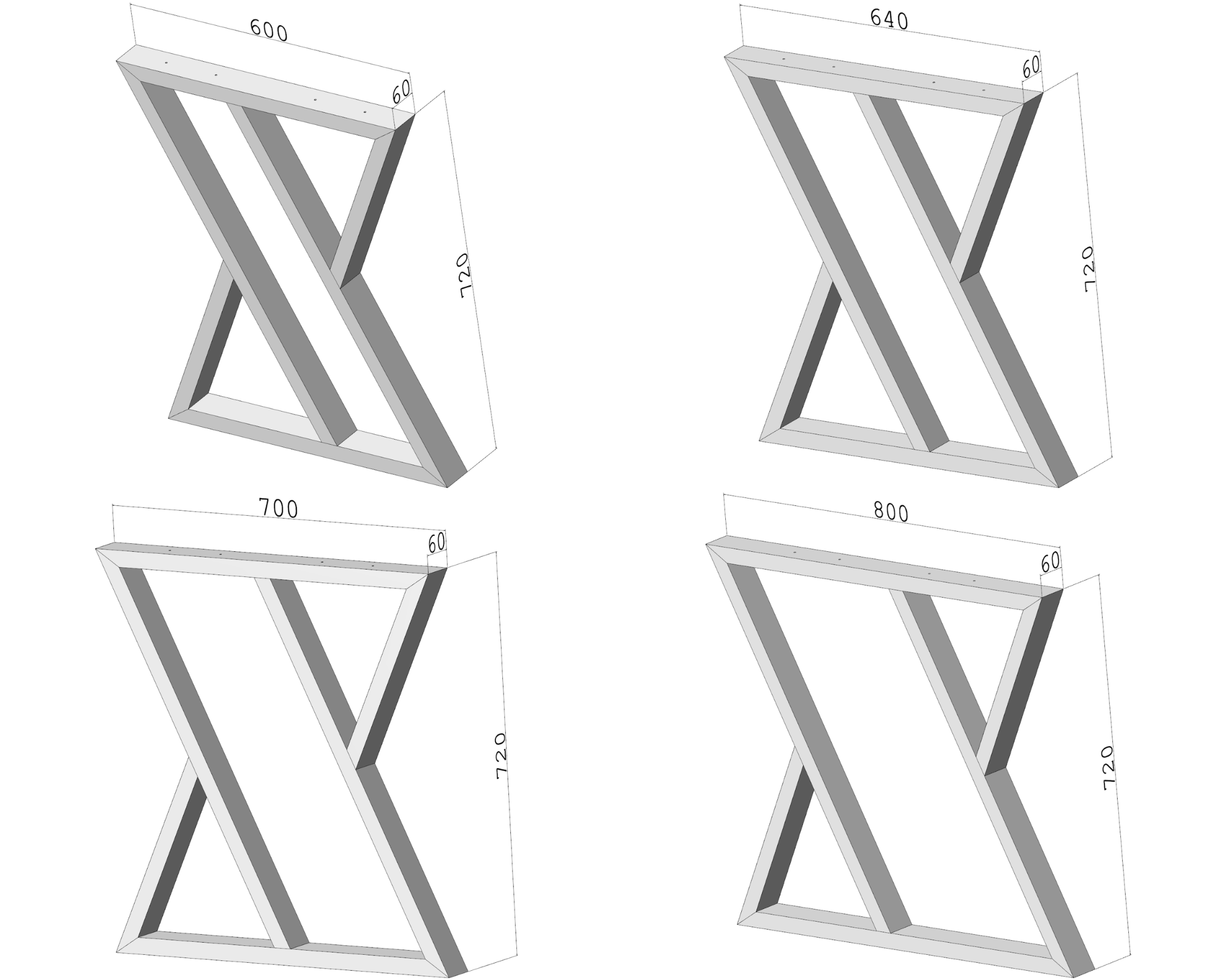 Podstawa stołu X-CROSS 720 – metalowy stelaż do stołu loft