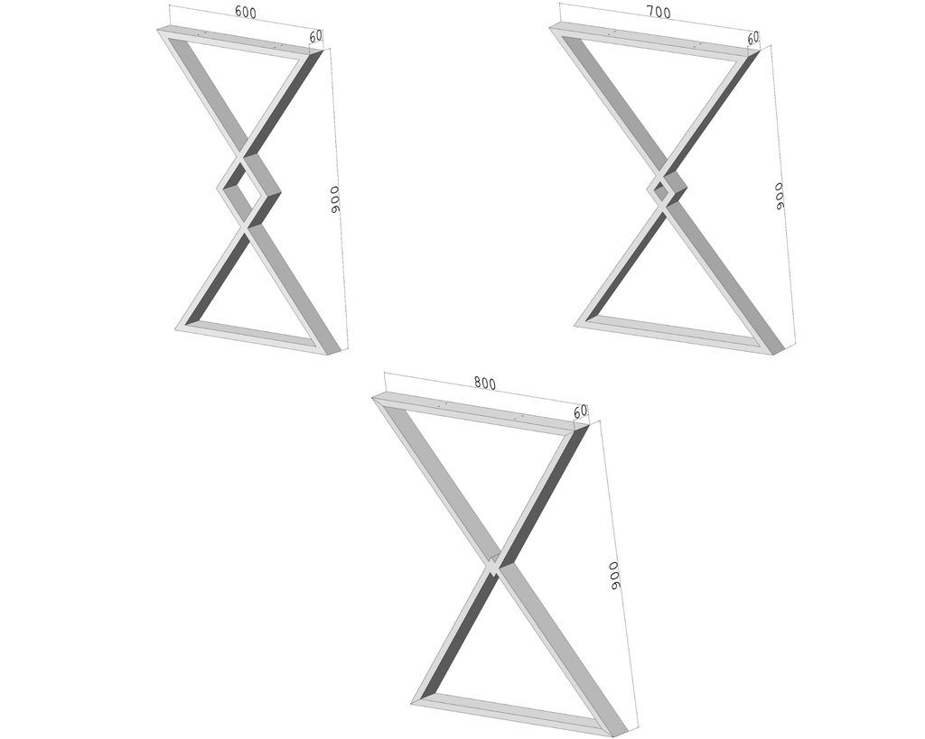Podstawa do stołu X-Klepsydra 900 – metalowy stelaż do stołu loft