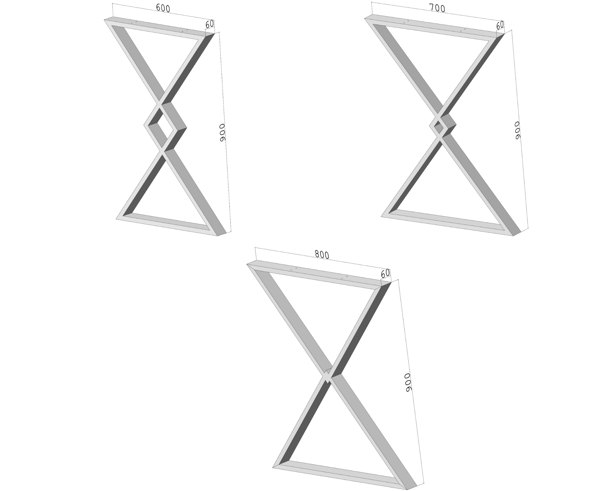 Podstawa do stołu X-Klepsydra 900 – metalowy stelaż do stołu loft
