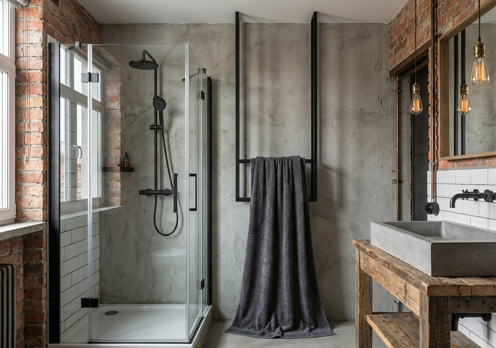 LoftDrop DUO 600 – sufitowy wieszak na ręczniki – STD 250 – metalowy wieszak sufitowy na ręczniki loft