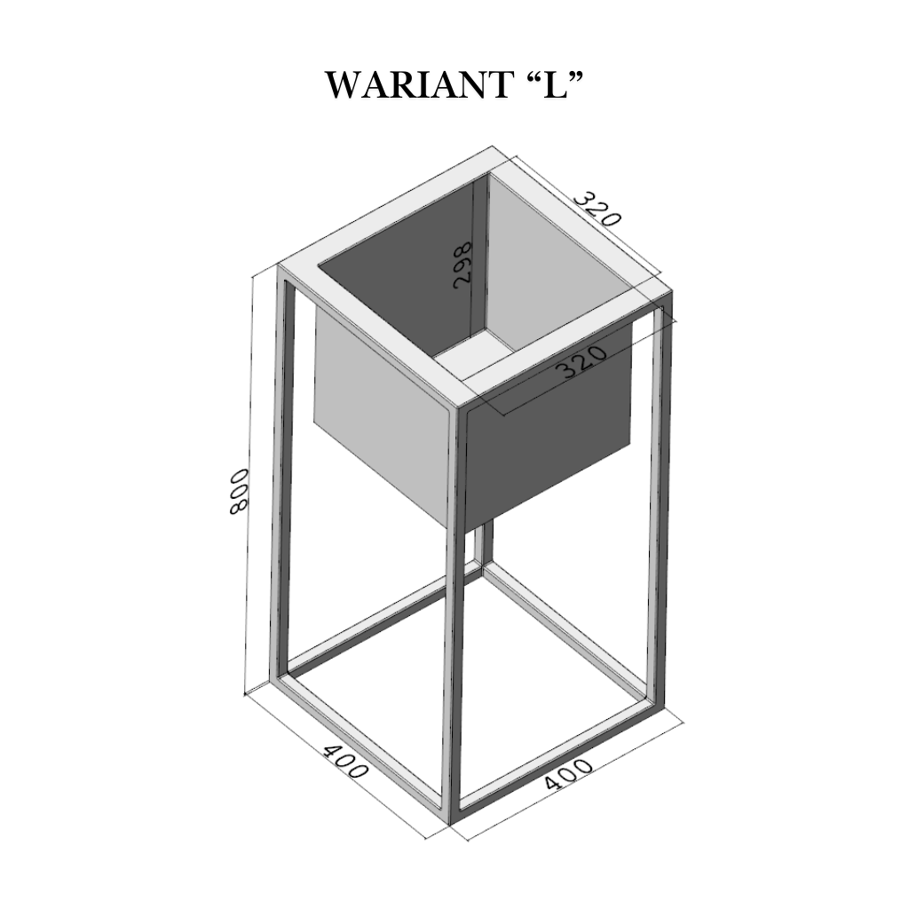 Kwietnik Loft Cube Tall 320 - metalowa donica na stelażu (S / M / L / XL) – metalowy kwietnik loft