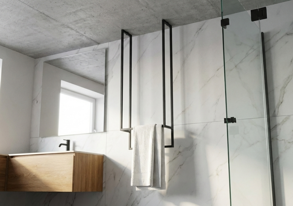 LoftDrop DUO 450 – sufitowy wieszak na ręczniki – MID 260 – metalowy wieszak sufitowy na ręczniki loft