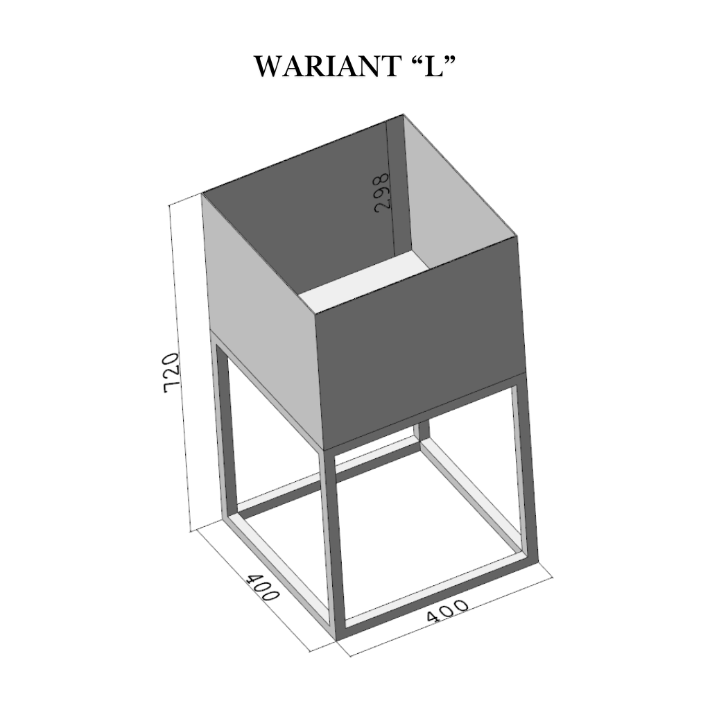 Kwietnik CUBE 40 – metalowy stojak z donicą (S/M/L) – metalowy kwietnik loft