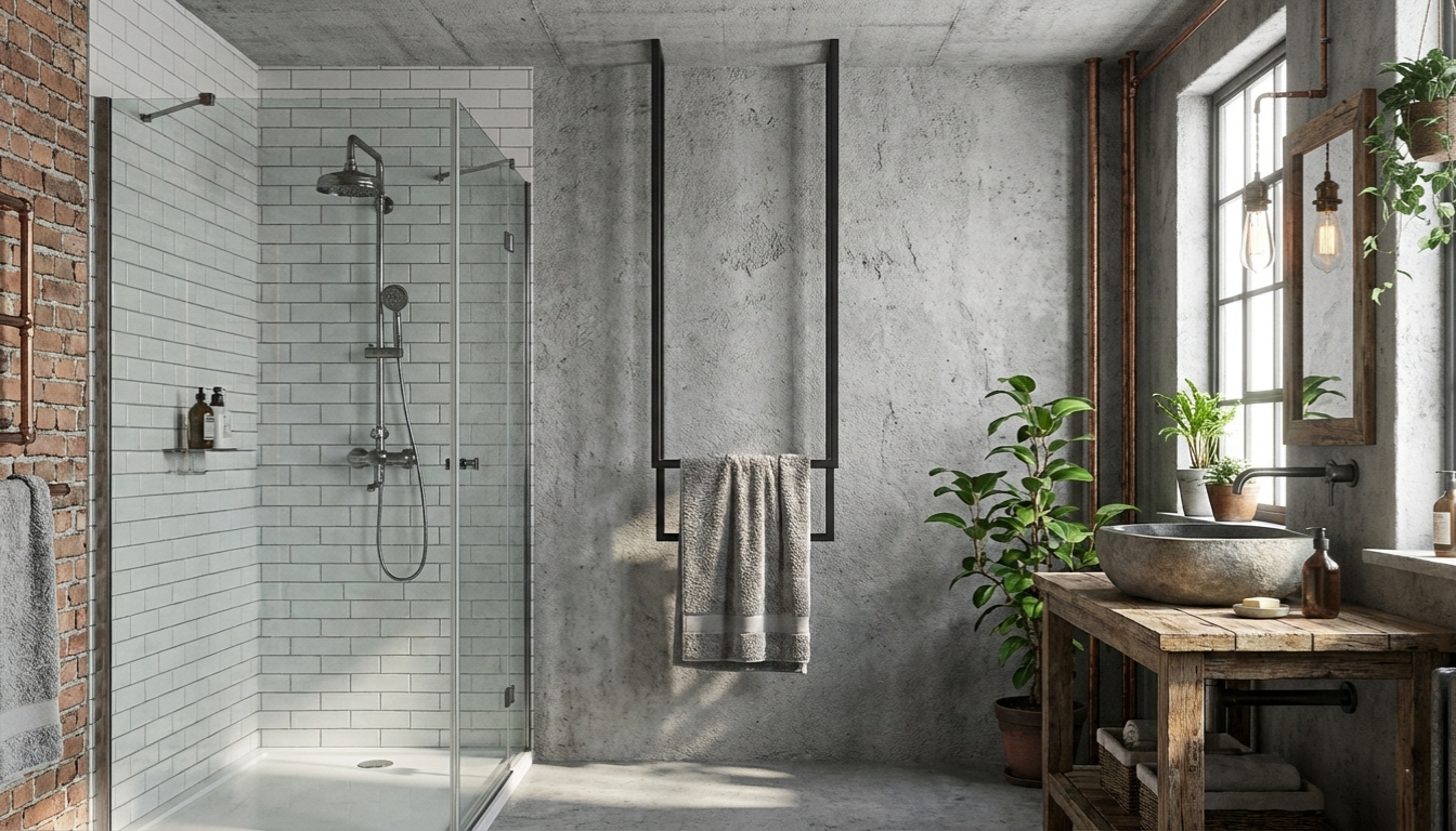 LoftDrop DUO 450 – sufitowy wieszak na ręczniki – STD 250 – metalowy wieszak sufitowy na ręczniki loft