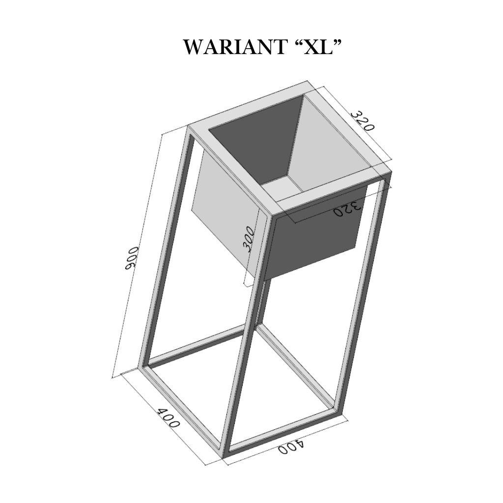 Kwietnik Loft Cube Tall 320 - metalowa donica na stelażu (S / M / L / XL) – metalowy kwietnik loft