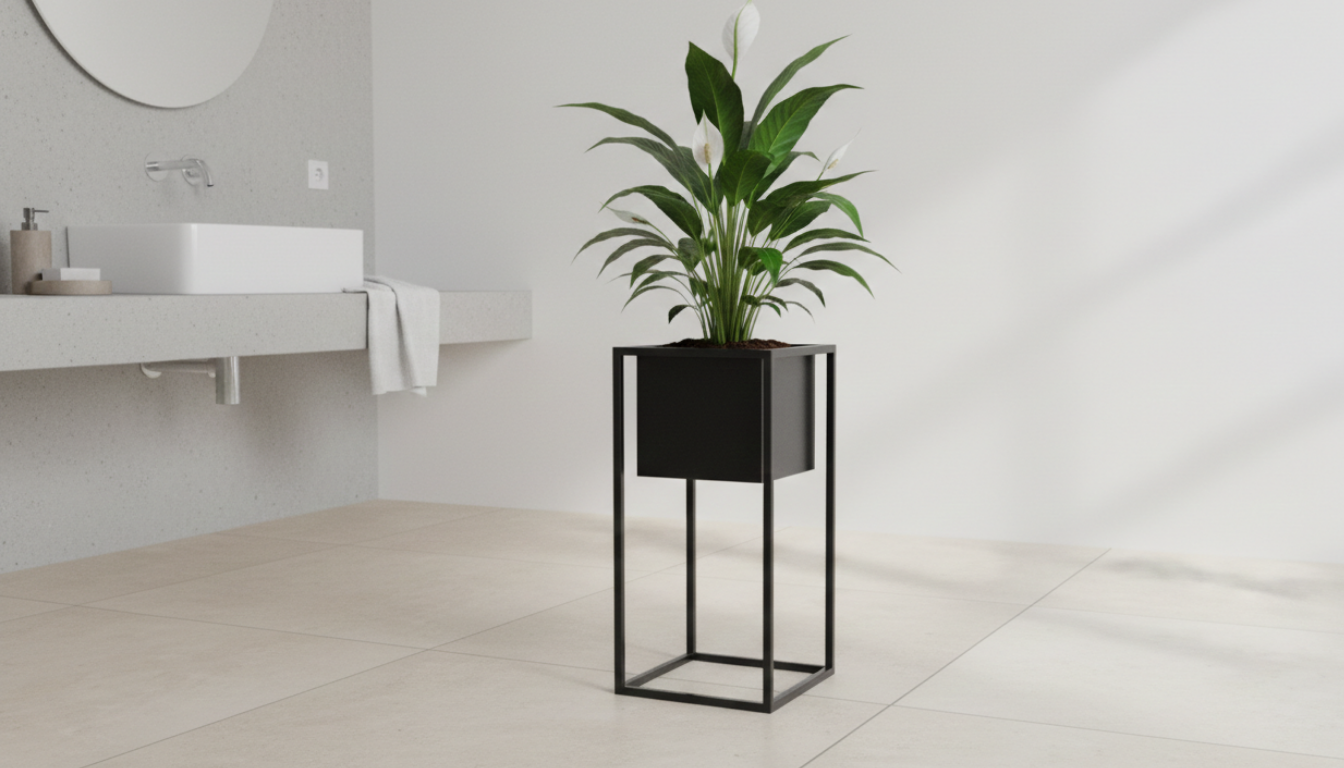 Kwietnik Loft Cube Tall 320 - metalowa donica na stelażu (S / M / L / XL) – metalowy kwietnik loft