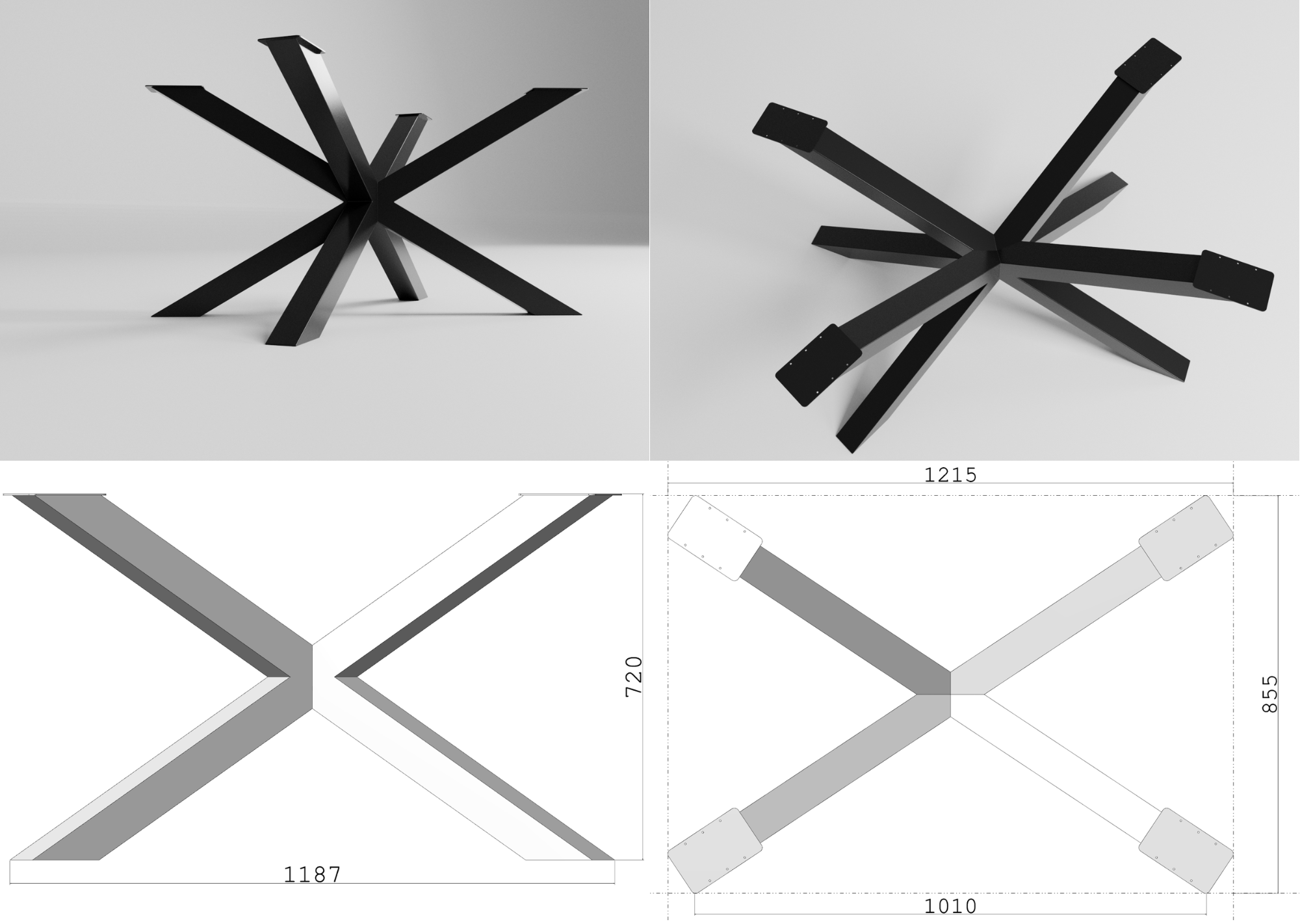 Podstawa do stołu SPIDER 80 – metalowy stelaż do stołu loft