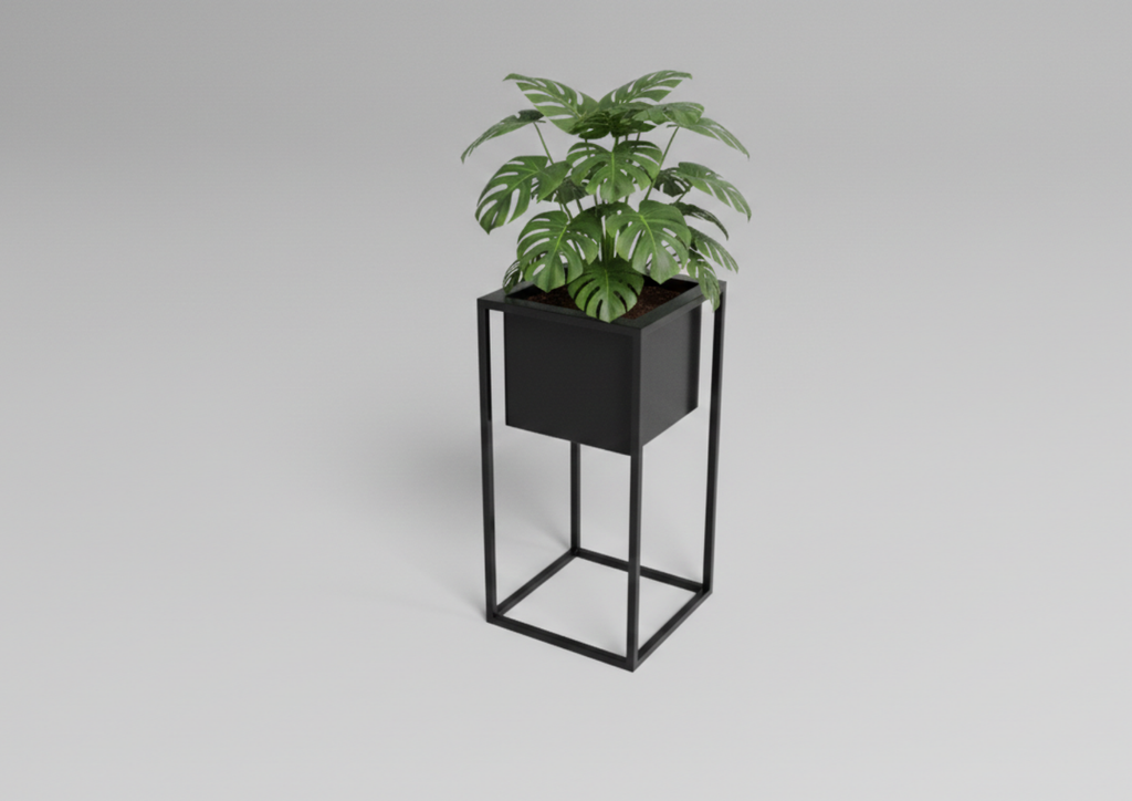 Kwietnik Loft Cube Tall 320 - metalowa donica na stelażu (S / M / L / XL) – metalowy kwietnik loft