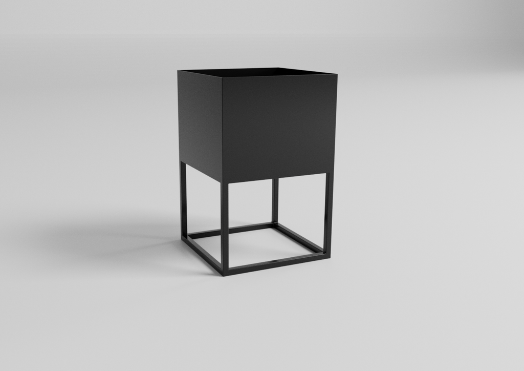 Kwietnik CUBE 40 – metalowy stojak z donicą (S/M/L) – metalowy kwietnik loft