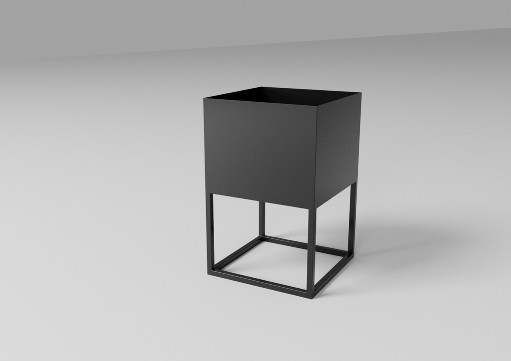 Kwietnik CUBE 40 – metalowy stojak z donicą (S/M/L) – metalowy kwietnik loft