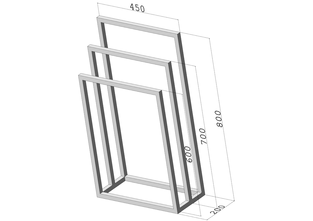 Stojak na ręczniki TRIO Compact - (450×200, 600/700/800) – metalowy stojak na ręczniki loft