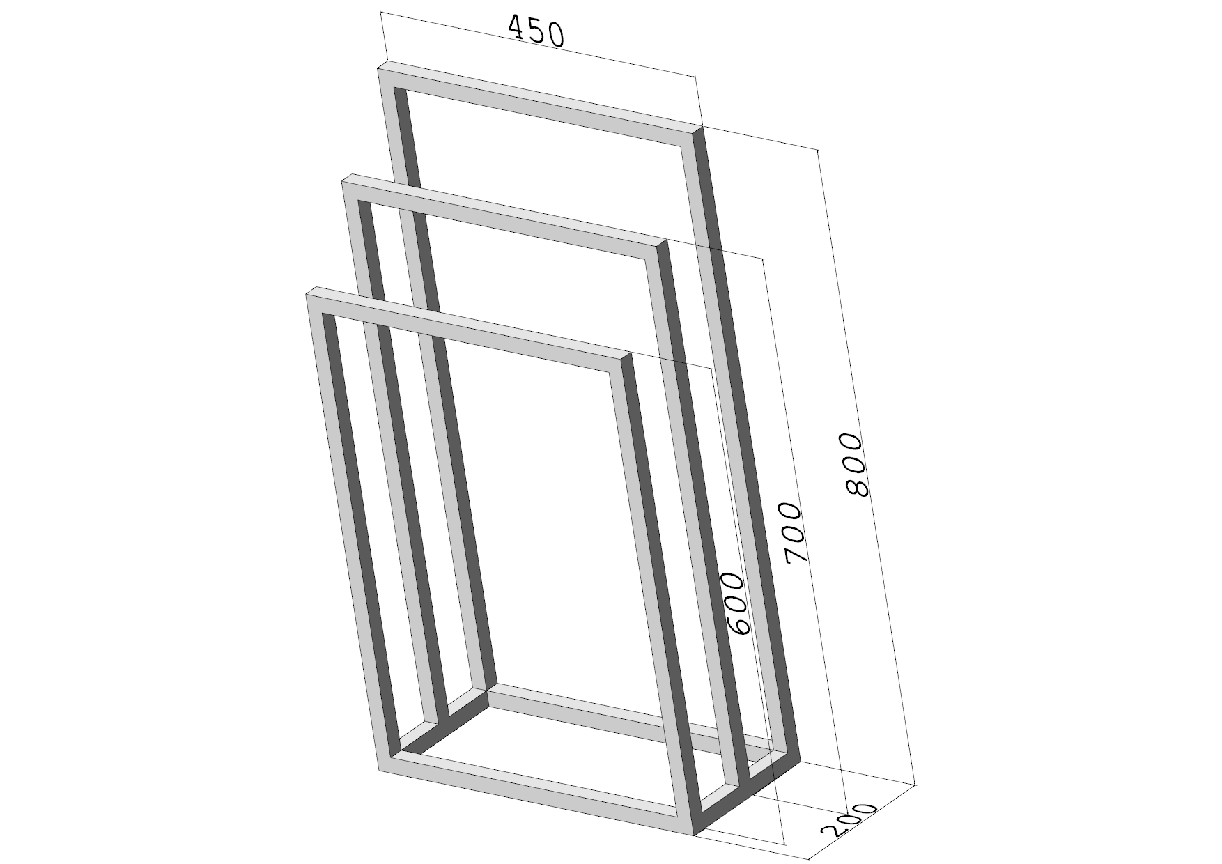 Stojak na ręczniki TRIO Compact - (450×200, 600/700/800) – metalowy stojak na ręczniki loft