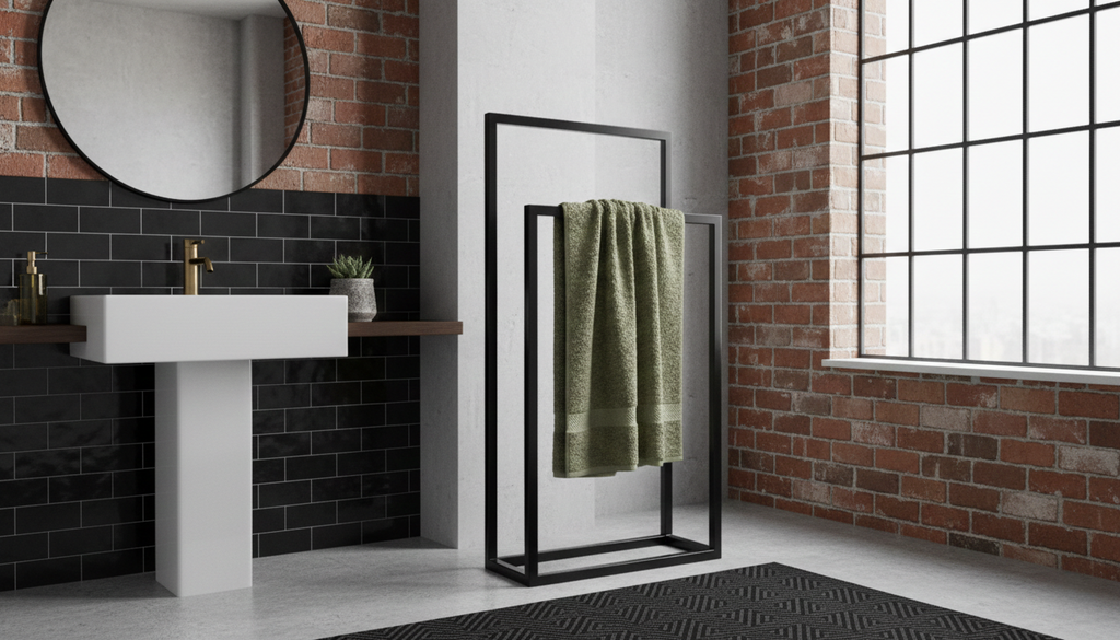 Stojak na ręczniki DUO Compact - (450×200, 800/600 mm) – metalowy stojak na ręczniki loft