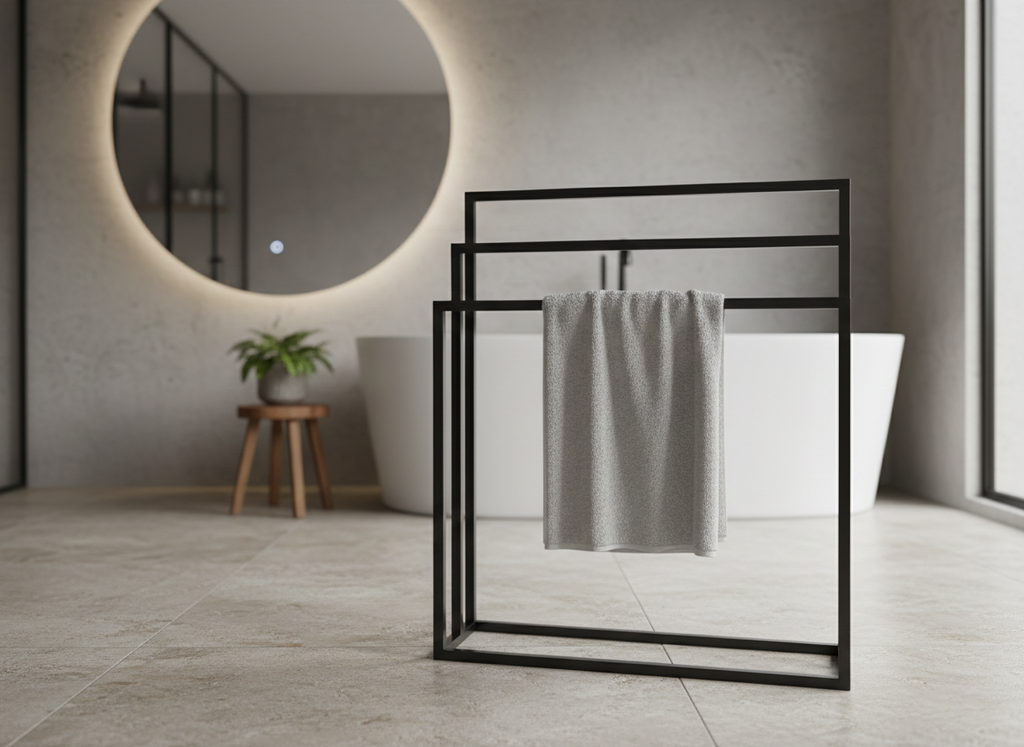 Stojak na ręczniki TRIO Family - (750×220, 650/750/850) – metalowy stojak na ręczniki loft