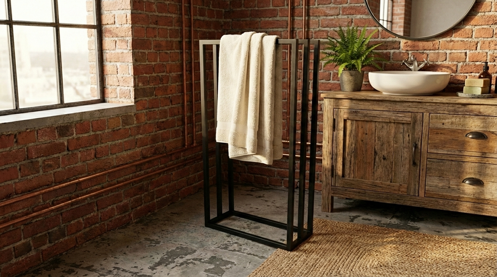 Stojak na ręczniki SLIM Compact (450×200×800 mm) – metalowy stojak na ręczniki loft