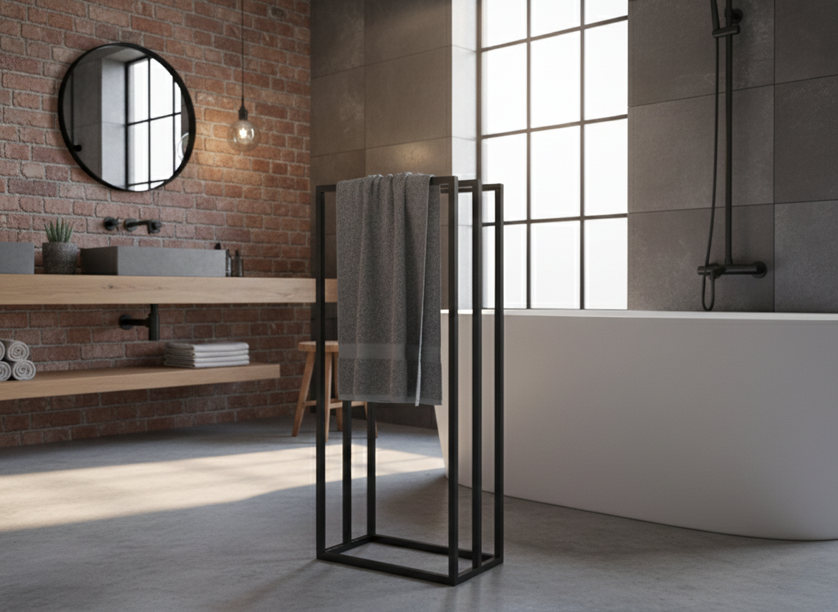 Stojak na ręczniki SLIM Spa (450×240×1000 mm) – metalowy stojak na ręczniki loft