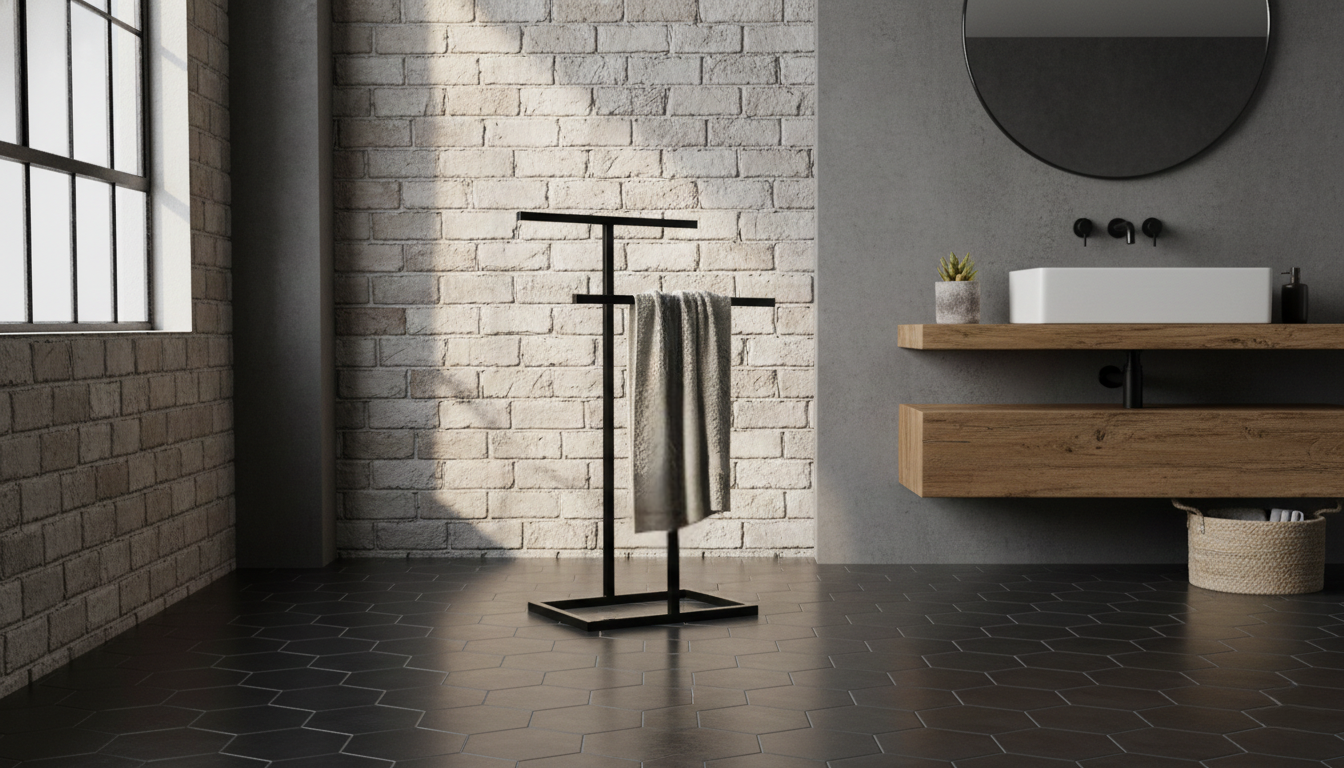 Stojak na ręczniki TWIN M - Standard – metalowy stojak na ręczniki loft