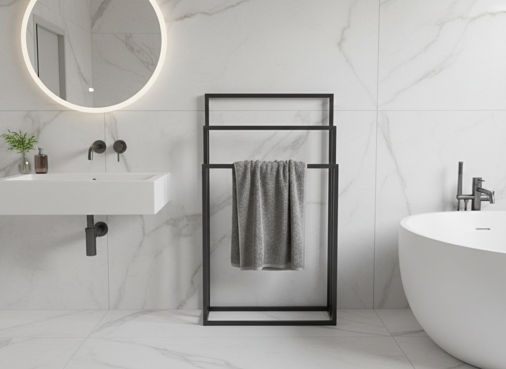 Stojak na ręcznik TRIO Spa - (600×260, 700/850/1000) – metalowy stojak na ręczniki loft